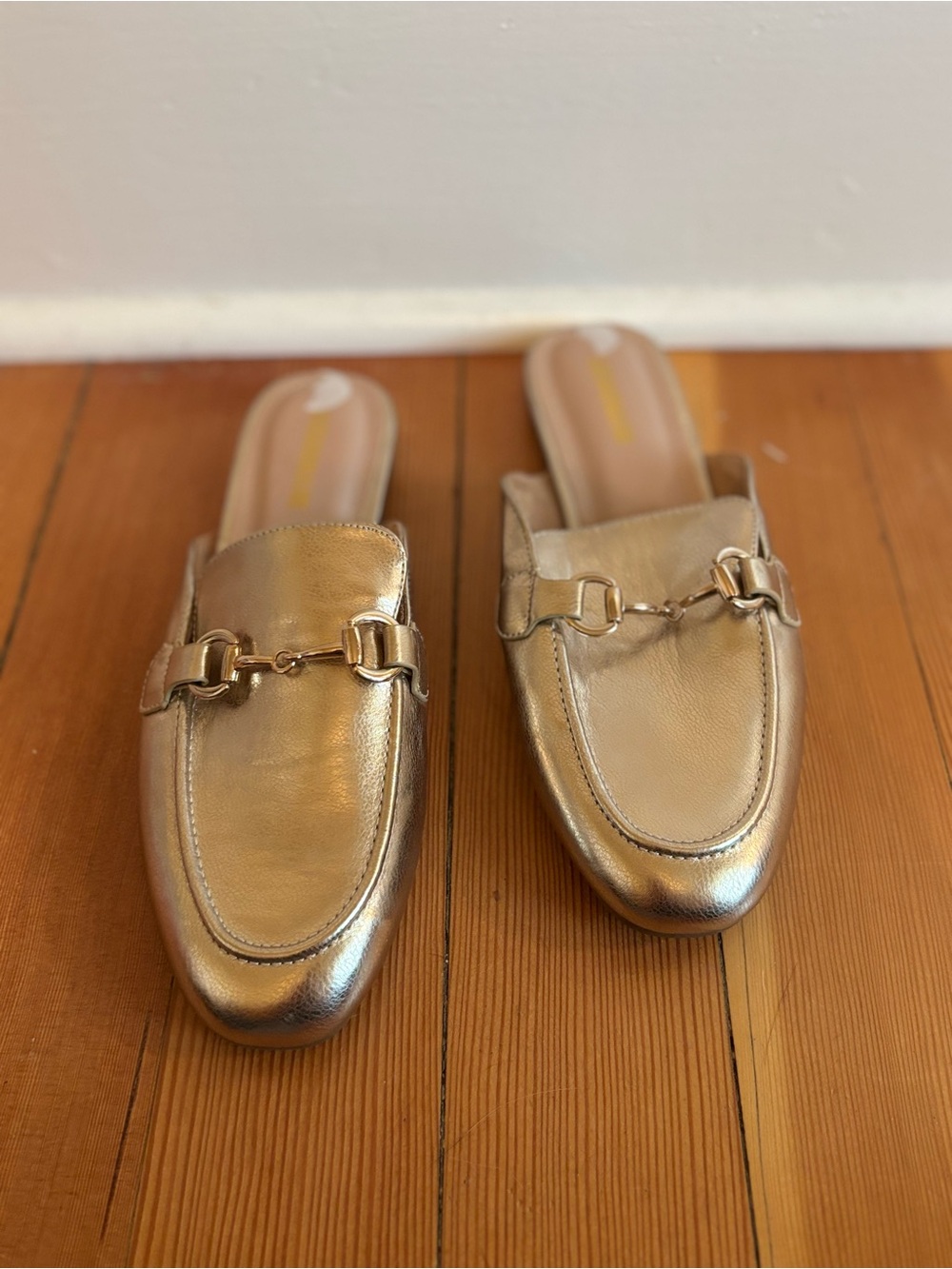Metallic Gold Women's Slip-On Loafer Mules